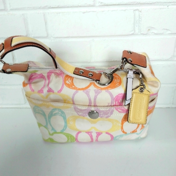 Coach satchel canvas multi colors - Picture 1 of 13